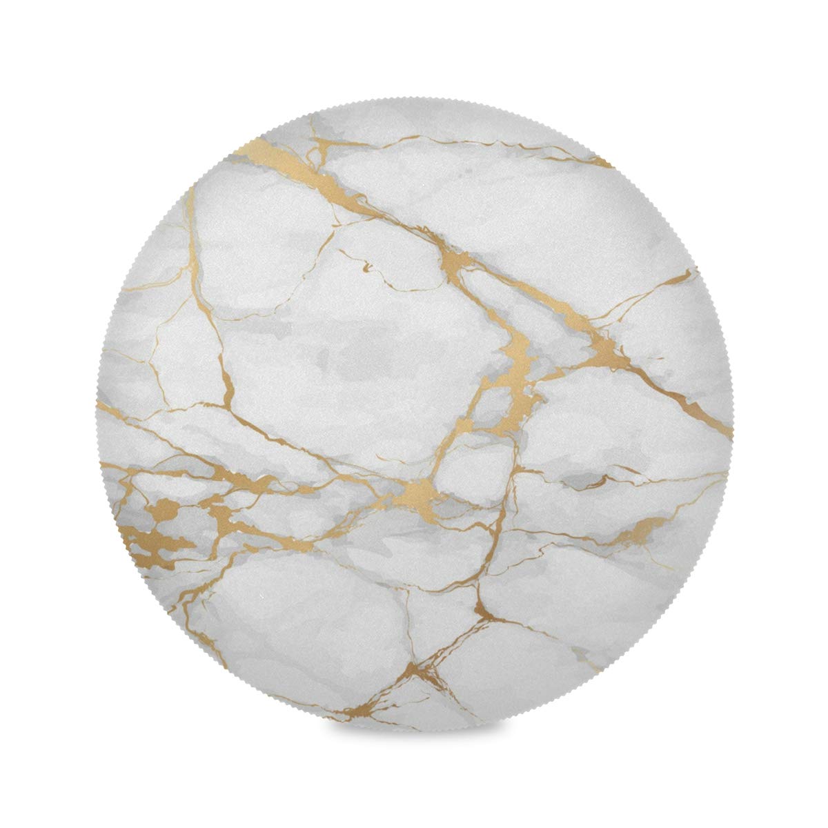 Round Marble Stripe Placemats - 15.4 Inch Heat-Resistant, Stain-Resistant & Anti-Skid Table Mats - Washable & Durable for Dining, Kitchen, and Party Decor