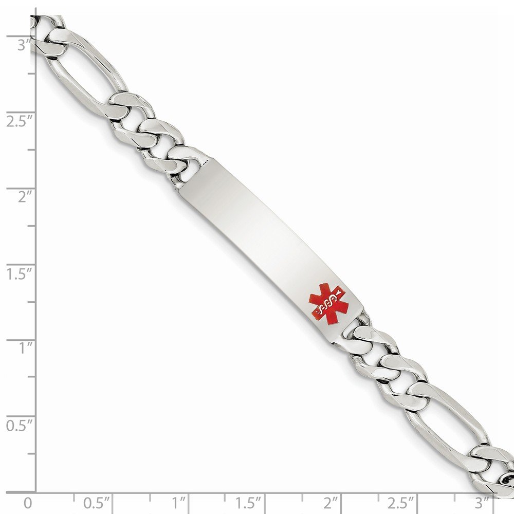 Sterling Silver Medical ID Bracelet - Polished Figaro Anchor Link Chain for Women & Men | Perfect for Nurses, Doctors & Healthcare Workers | Engravable Emergency Medical Alert Jewelry