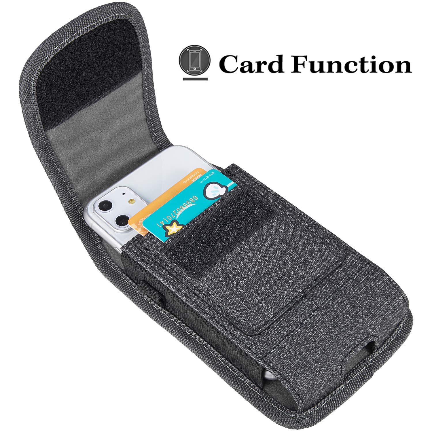 Premium Linen Belt Clip Holster Case for iPhone XR, 11, 12, 13 - Slim Carrying Pouch with Built-in ID Card Holder | Perfect for Work, Travel & Outdoor Activities
