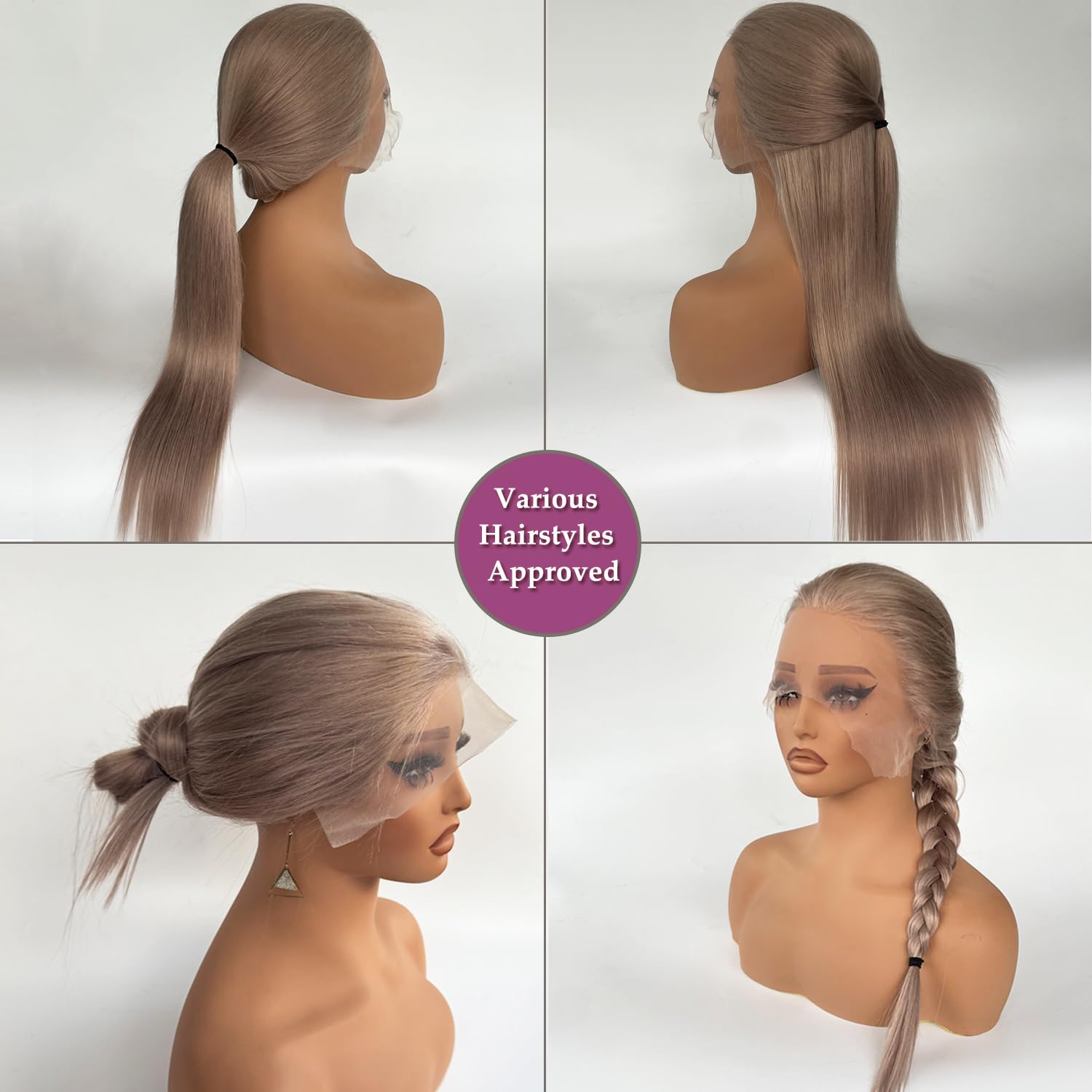 13x6 HD Lace Front Human Hair Wig 20 Inch Ash Blonde - Pre Plucked Straight Glueless Lace Wig 180% Density for Women | Perfect for Daily Wear, Cosplay & Special Occasions