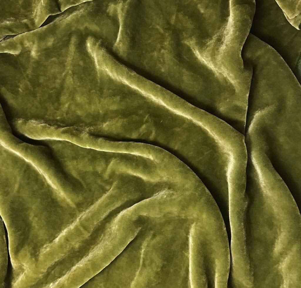 Hand Dyed Silk Velvet Fabric - Luxurious Yellow Green Silk Velvet for Dresses, Scarves & Home Decor