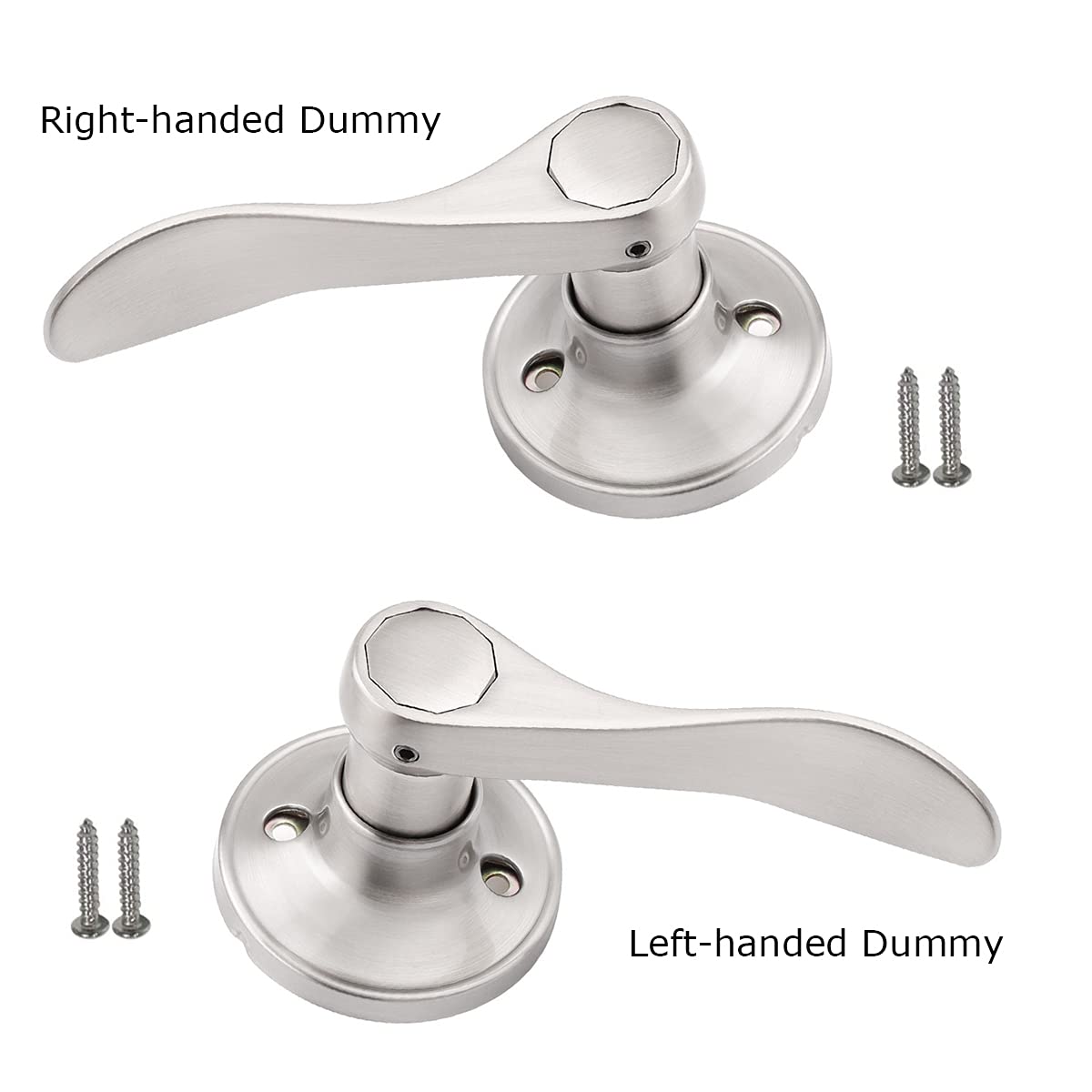Gobrico 20 Pack Satin Nickel Wave Dummy Door Levers - Non-Turning Interior Door Handles (10 Left & 10 Right Handed) for Bedroom, Closet, Pantry & Cabinet Doors - Rust-Resistant Decorative Hardware