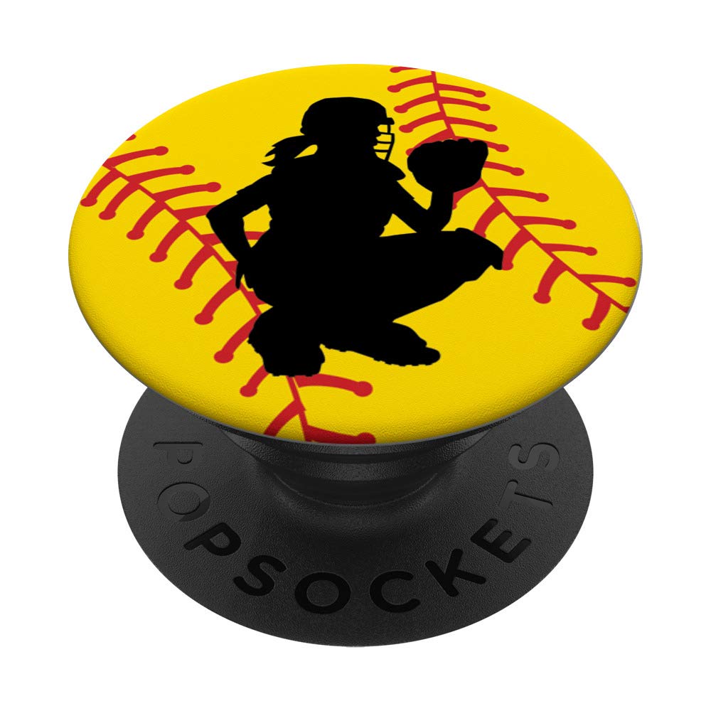 Softball Catcher PopSockets PopGrip: Swappable Phone & Tablet Grip for Enhanced Comfort and Style, Perfect for Sports Fans and Everyday Use