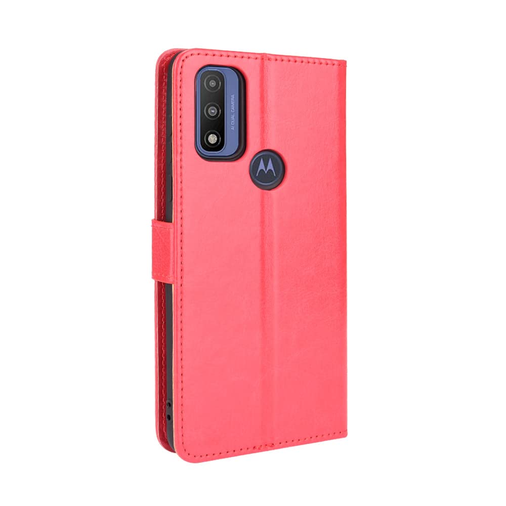 Premium Leather Flip Wallet Case for Motorola Moto G Pure (2021) - XT2163DL/XT2163-4 - Stylish Red Protective Cover | Perfect for Daily Use, Business & Travel