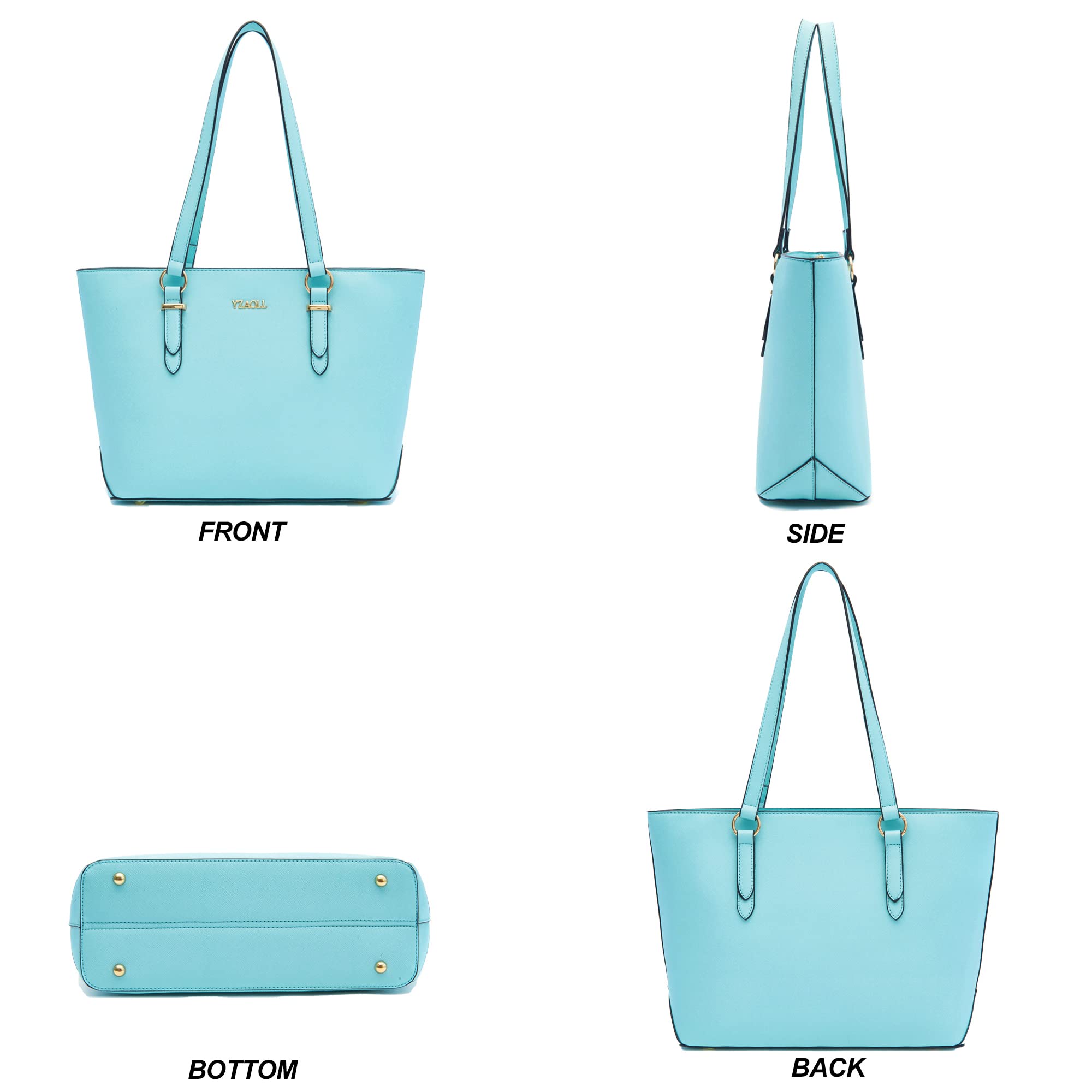 YZAOLL Women's Faux Leather Tote Bag - Medium & Large Shoulder Purse with Wallet Set | Stylish Handbag for Work, Travel & Everyday Use
