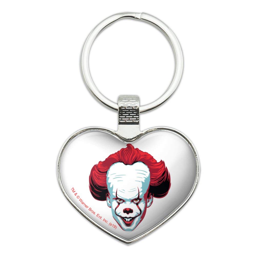 Pennywise Come Home Keychain - Heart Love Metal Key Ring for Horror Fans - Perfect for Halloween, Cosplay & Stephen King Collectibles