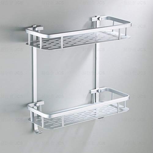 2-Tier Chrome Bathroom Shelf - Wall Mounted Towel & Cosmetic Organizer for Shower, Laundry Room & Bathroom Storage