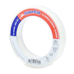 Premium American Fishing Wire Triple Fish 100% Fluorocarbon Leader - Strong Invisible Fishing Line for Bass, Trout & Saltwater Angling