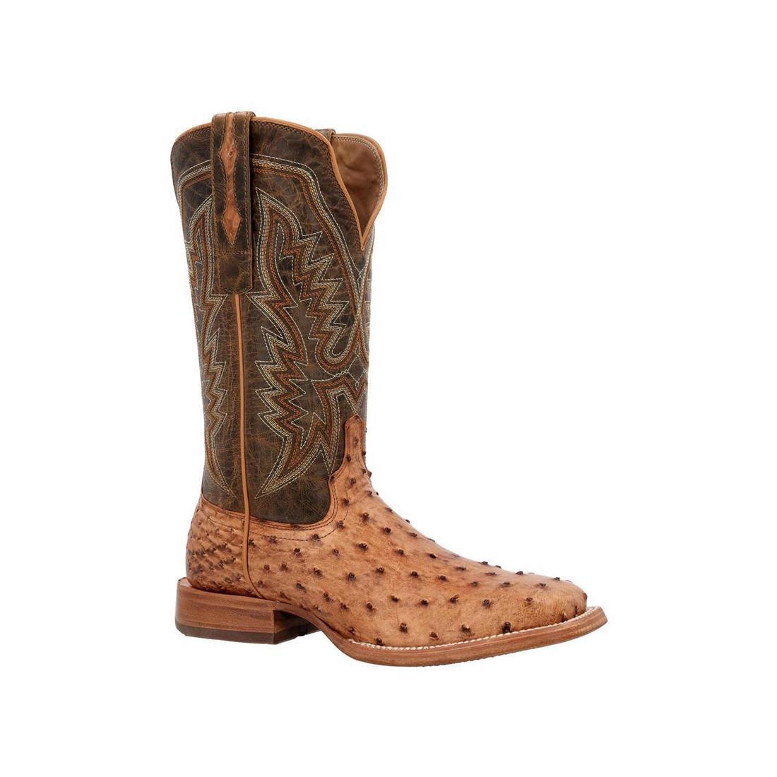 PRCA Collection Full Quill Ostrich Western Boots - Genuine Exotic Leather Cowboy Boots for Men & Women - Vintage Antique Saddle Brown - Perfect for Rodeo, Country Dancing & Western Fashion