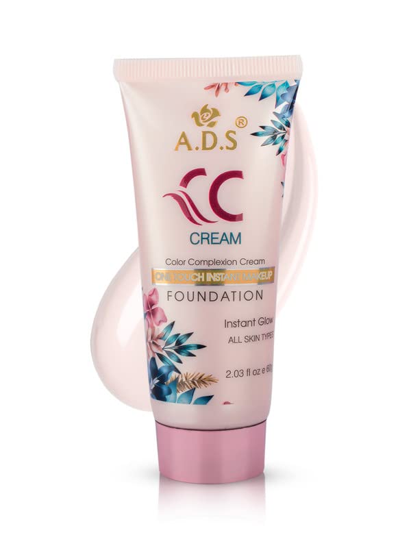 ADS One Touch Instant Makeup CC Cream (1675-01) - Lightweight Full Coverage Foundation with SPF, Natural Finish for Daily Use & Special Occasions