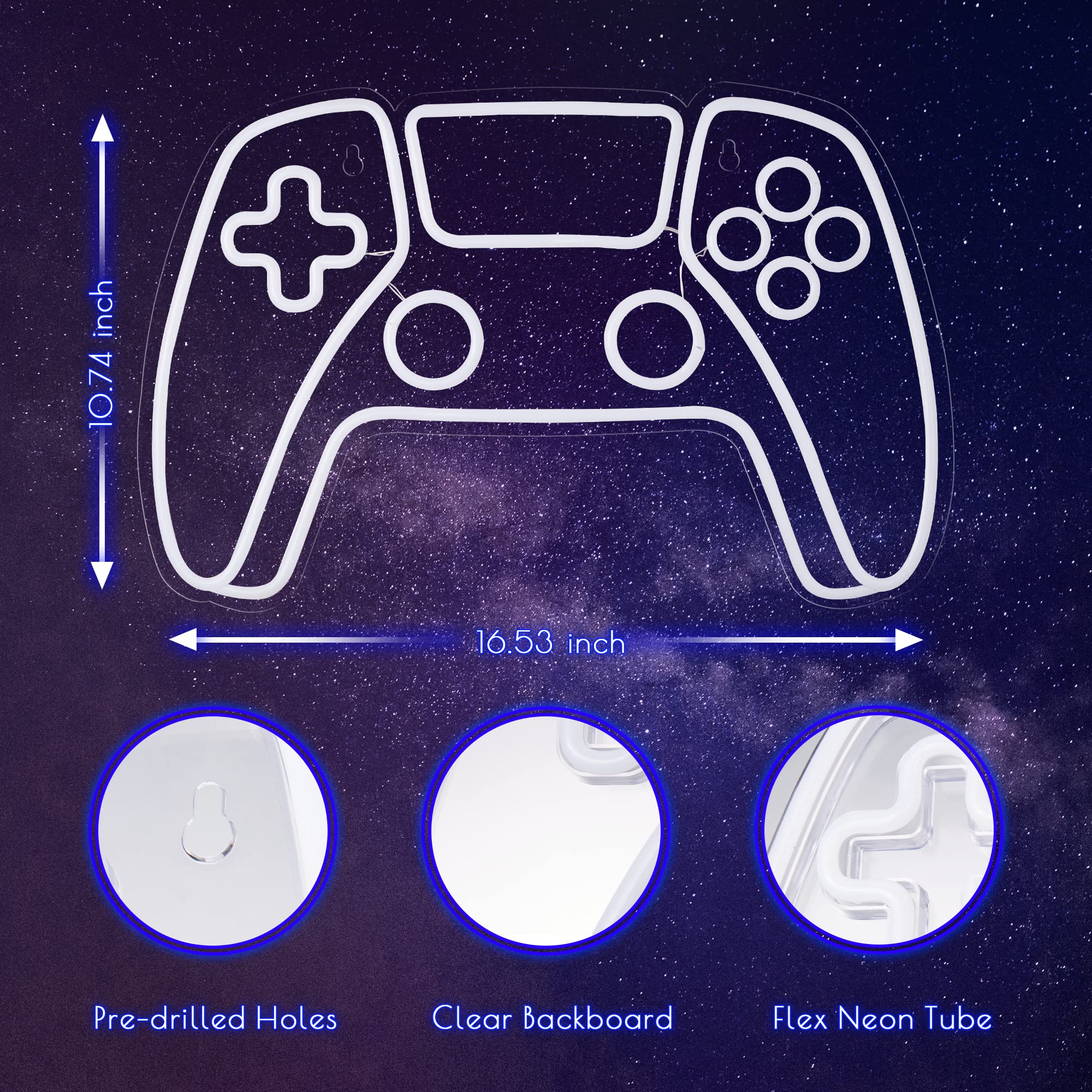 Kavaas Gamer Neon Sign - LED Neon Controller Wall Art for Gaming Room Decor - Cool Gaming Neon Light for Teen Boys Bedroom - Perfect Gamer Gift for Teenagers & Kids - Ideal for Game Room, Man Cave & Esports Themed Parties