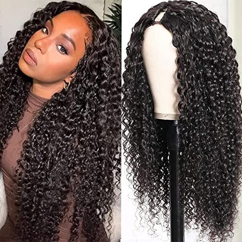 KLAIYI Brazilian Human Hair U Part Wig for Black Women - 150% Density Glueless No Leave Out Clip-In Wig - Natural Color 22 Inch - Beginner Friendly No Sew in Wear & Go | Perfect for Daily Wear, Parties, and Special Occasions