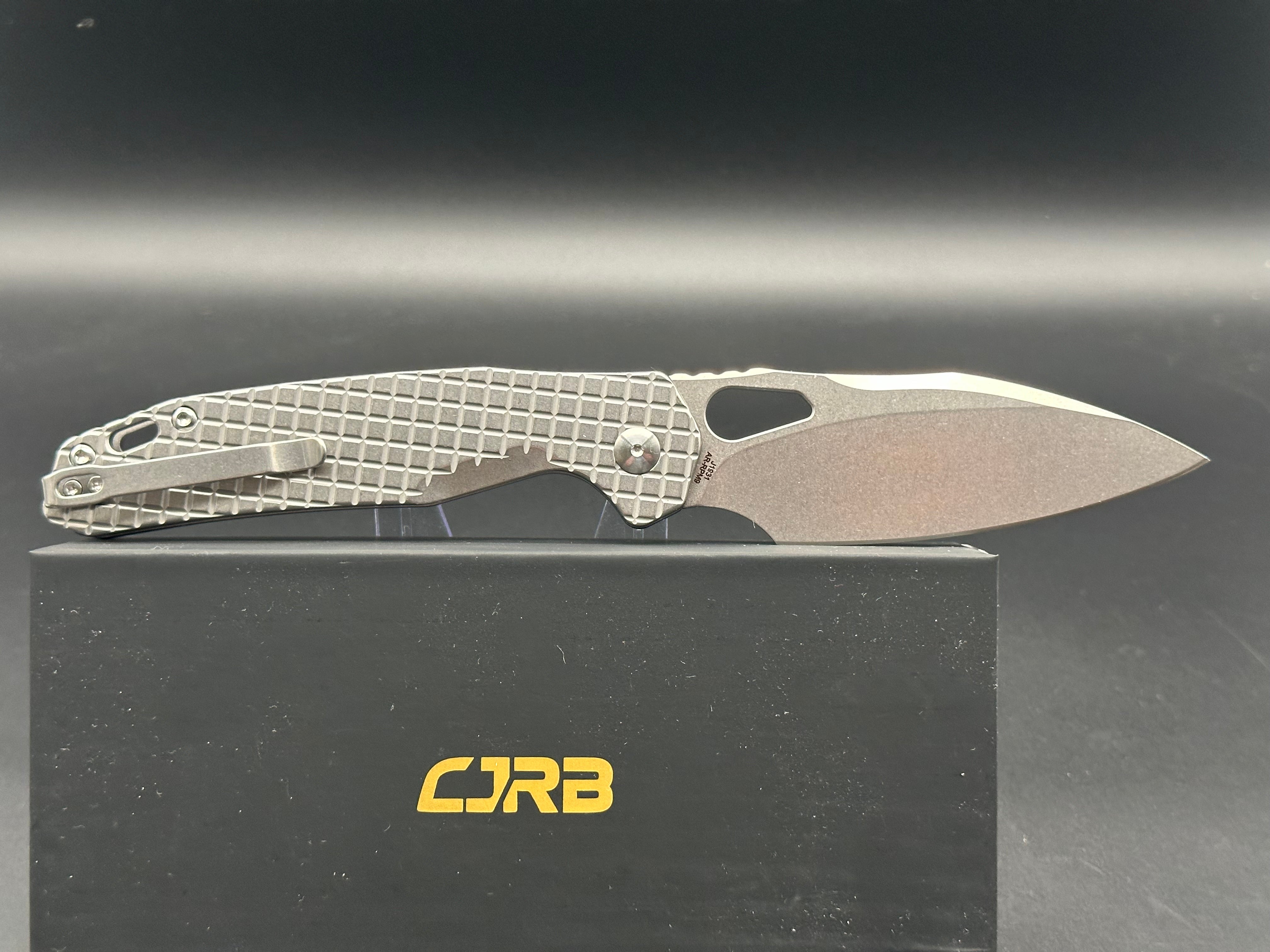 CJRB Frack Pocket Knife - Stainless Steel Handle, AR-RPM9 Blade, Button Lock (Model J1931 FST) - EDC, Outdoor, Camping & Survival Knife