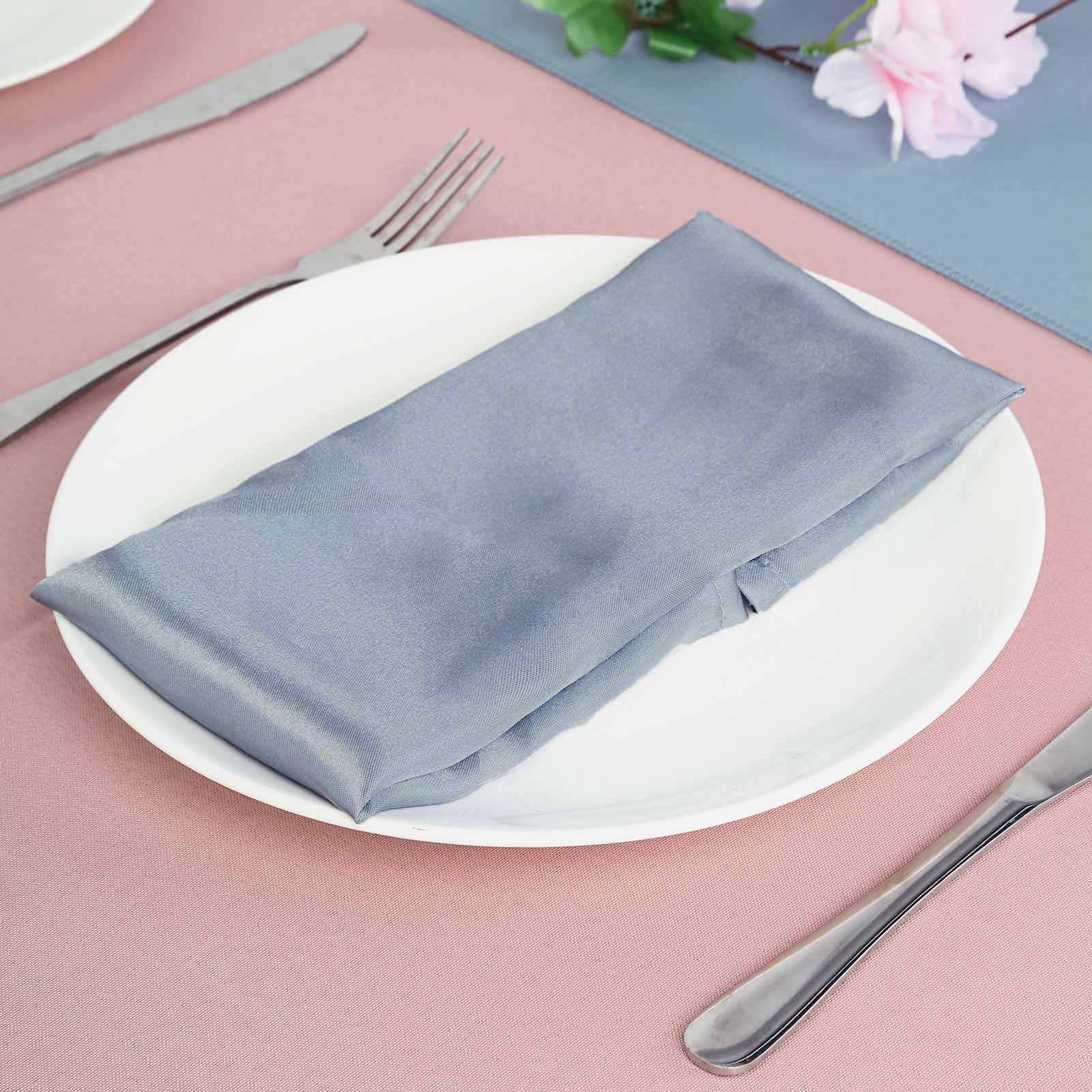 50 Pack 20-Inch Dusty Blue Satin Dinner Napkins for Wedding, Party, Reception, Restaurant & Home Use - Elegant Table Setting & Special Occasions