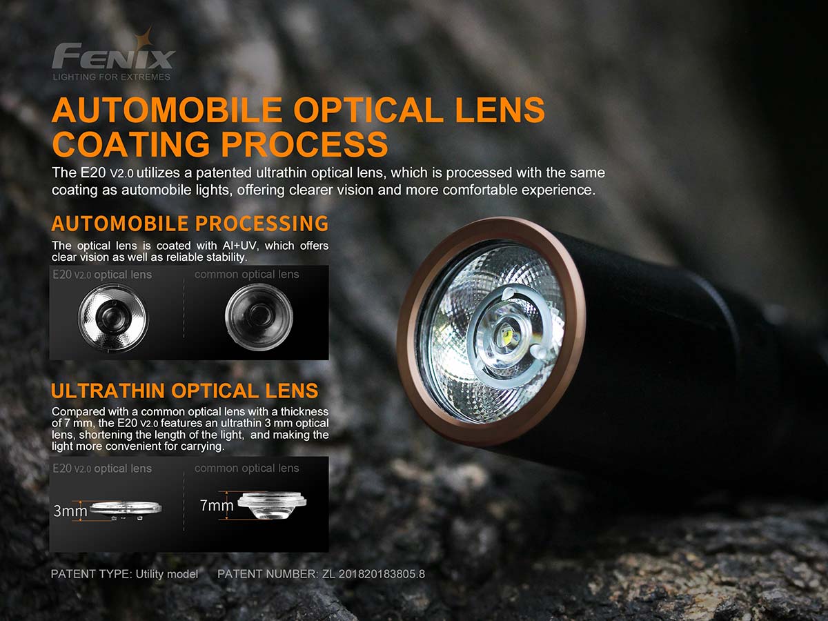 Fenix E20 V2.0 AA Flashlight - 500 Lumens, Waterproof LED Torch for Camping, Hiking & Emergency Use