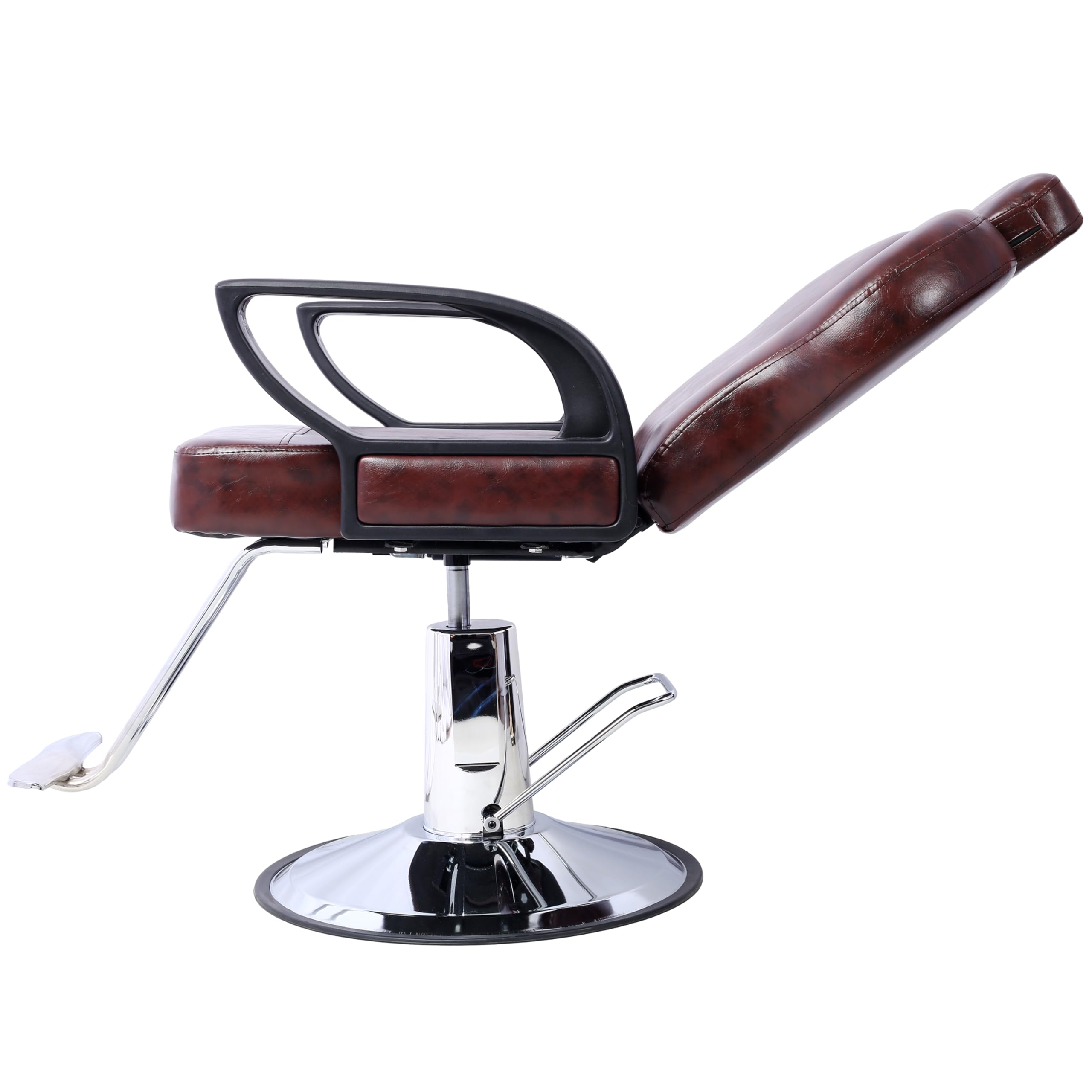 **Professional Hydraulic Barber Chair - Heavy Duty Salon Chair with Adjustable Reclining & Swivel for Hair Styling, Spa & Beauty Salon - Brown (Ideal for Barbershops, Salons & Home Use)**