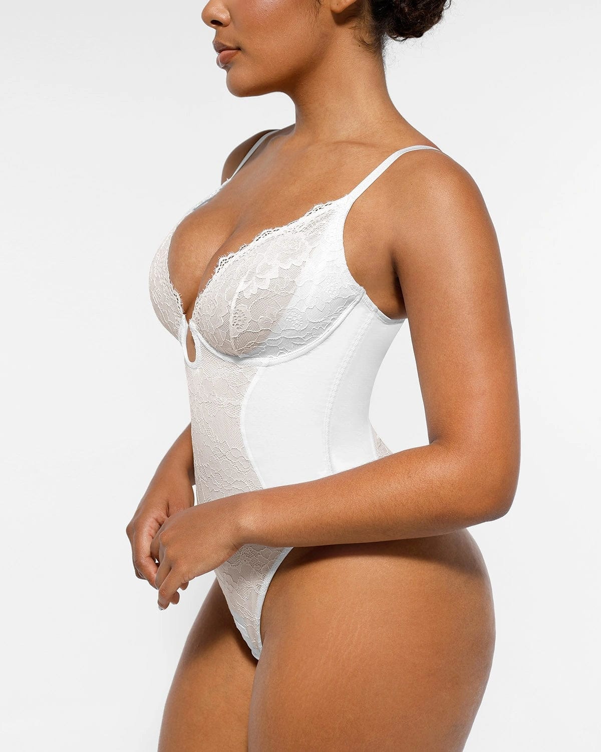 Sexy Lace Plunge Thong Bodysuit - Supportive Shapewear for Women | Perfect for Date Night, Bridal Lingerie & Special Occasions