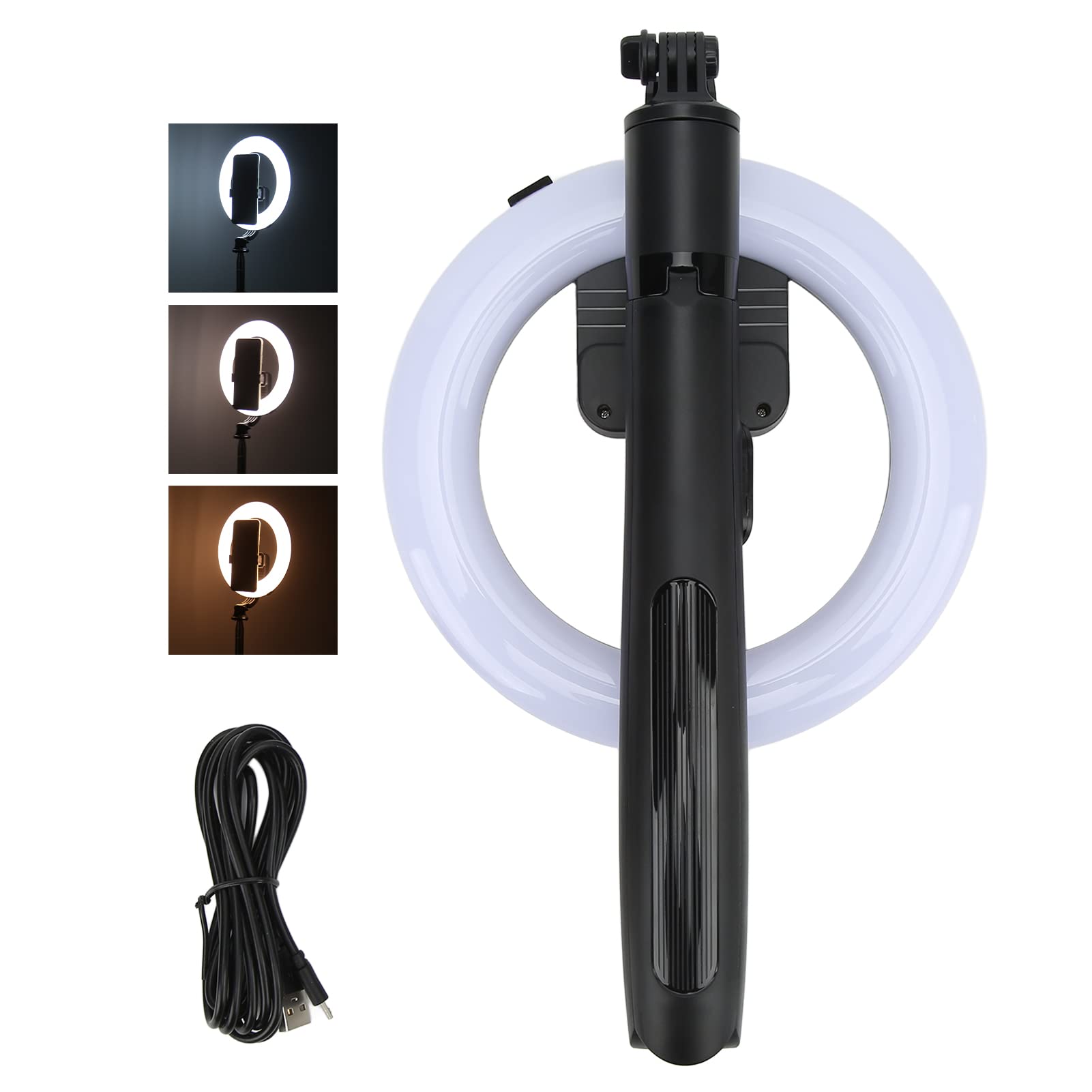 Cyrank 8 Inch Ring Light with Adjustable Tripod Stand & Phone Holder - Dimmable LED Selfie Ring Light for Live Streaming, YouTube Videos, TikTok, Makeup & Photography