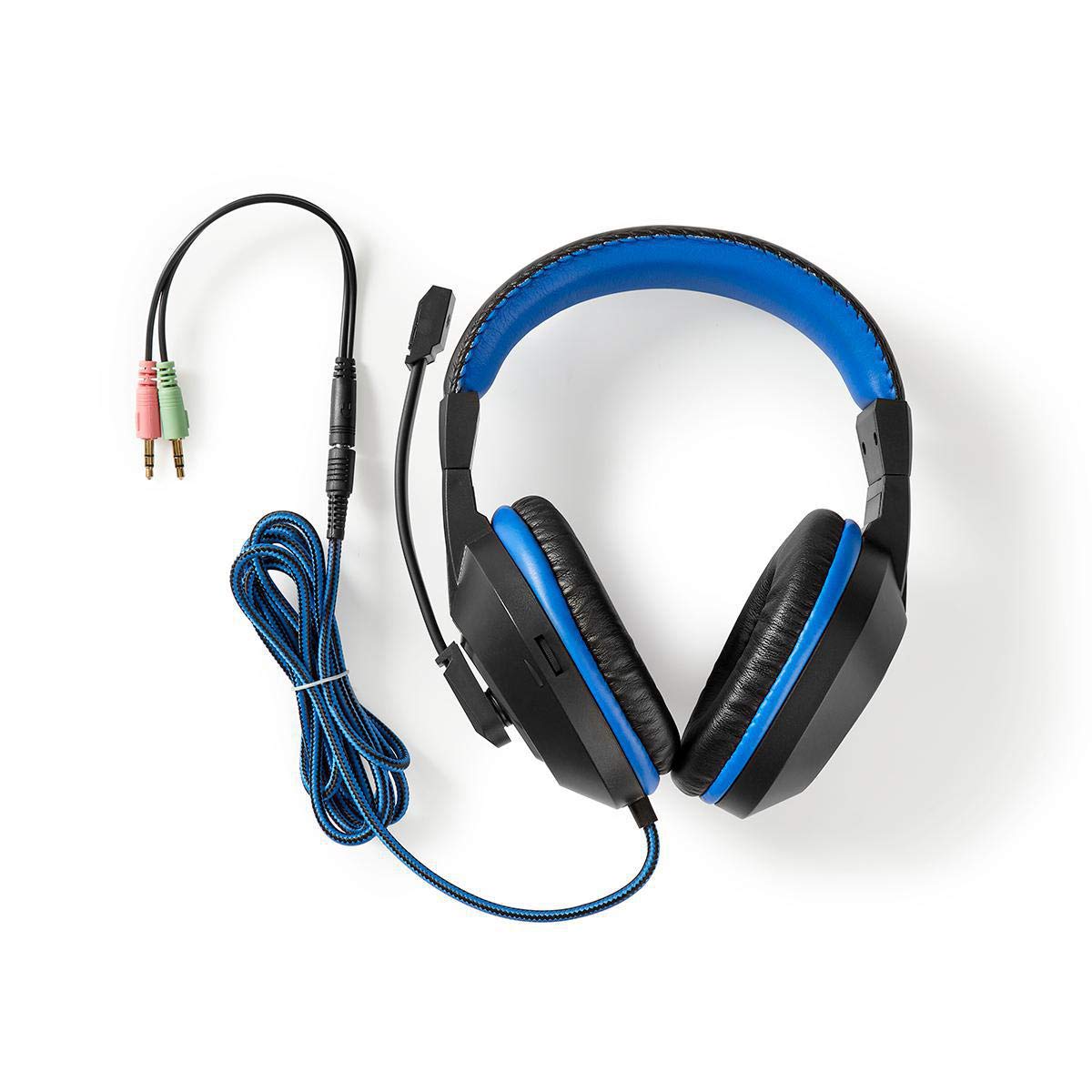 NEDIS Gaming Combo Kit - 3 in 1 PC Gaming Headset, Wired Mouse & Large Mouse Pad - Blue/Black - Perfect for Esports, Streaming & Online Gaming