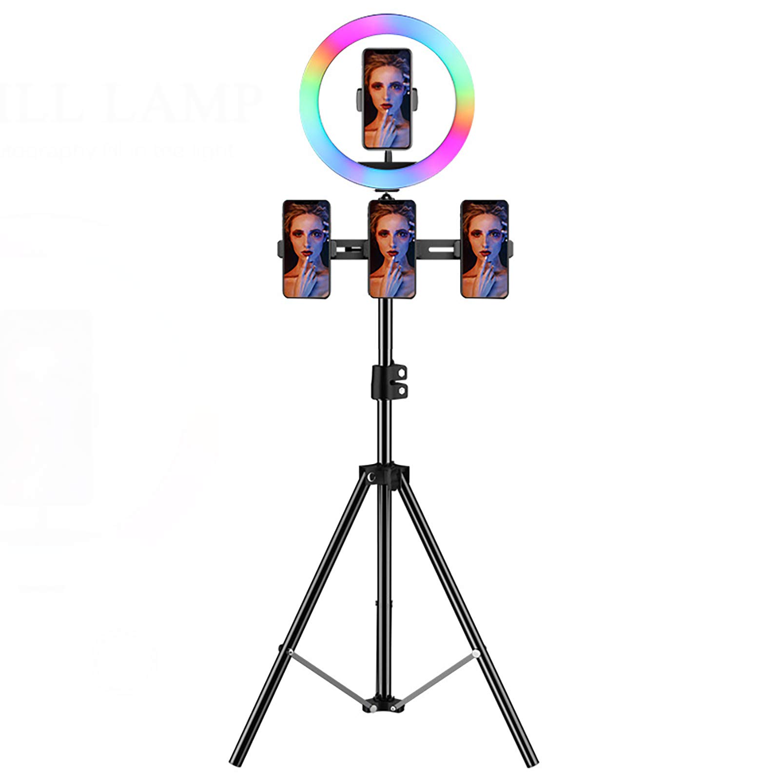 ZXCVASDF 10-inch RGB Ring Light with 15 Color Options - Adjustable Tripod Stand & Phone Holder Included - Dimmable LED Circle Light for Makeup, Live Streaming, YouTube Videos, TikTok Content Creation, and Photography