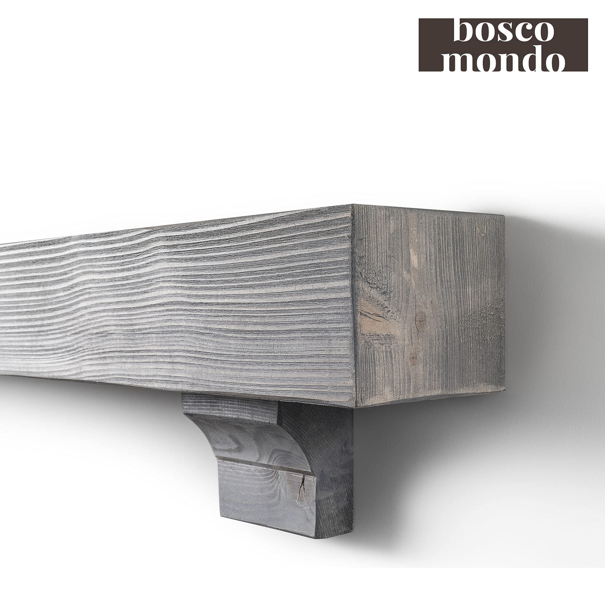 BoscoMondo Rustic Fireplace Mantel Shelf with Corbels - 66