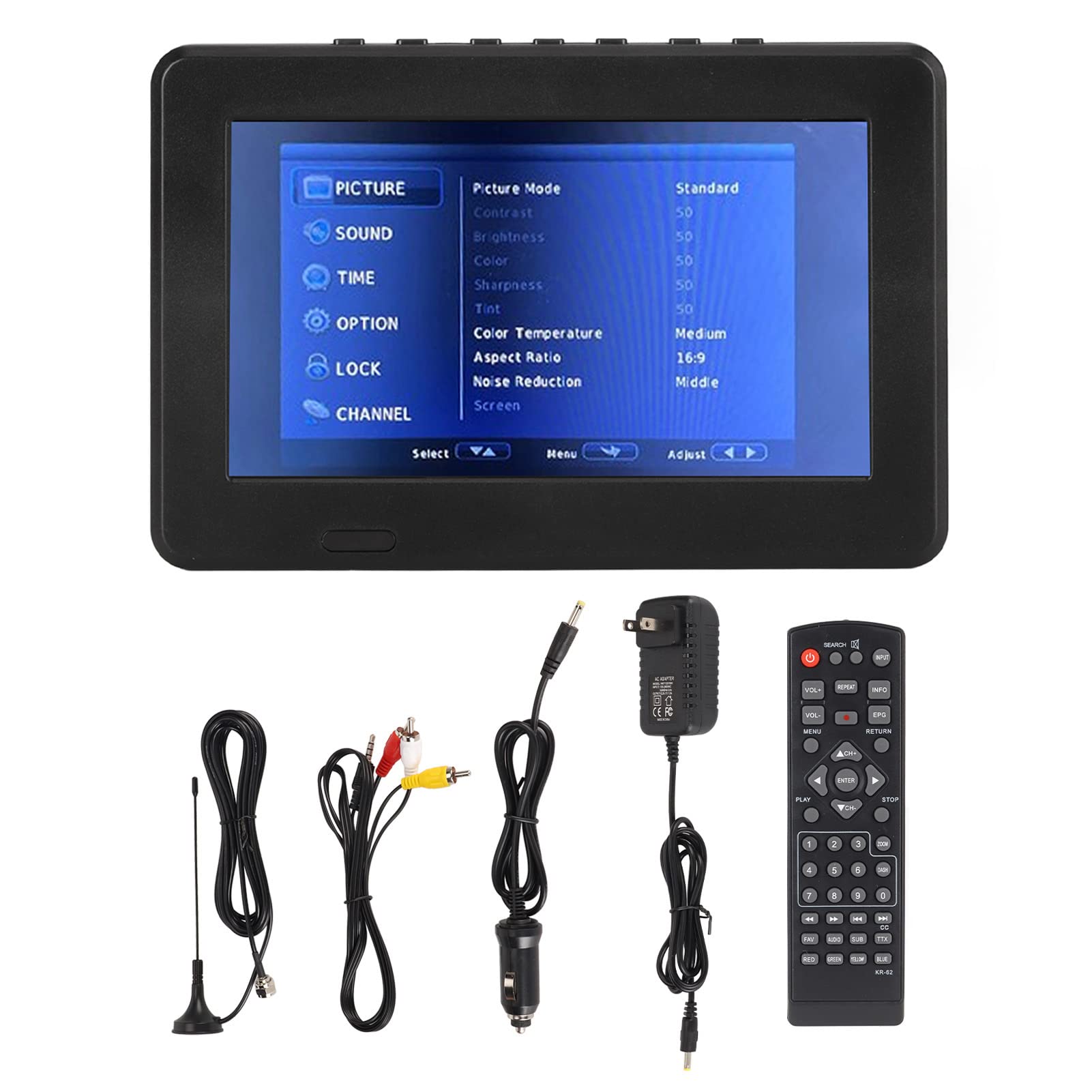 7 Inch Portable Digital TV with ATSC TFT LED Screen - Rechargeable Battery TV Supports 1080p Video, HDMI Input & Memory Card - Perfect for Travel, Camping, and Emergency Use