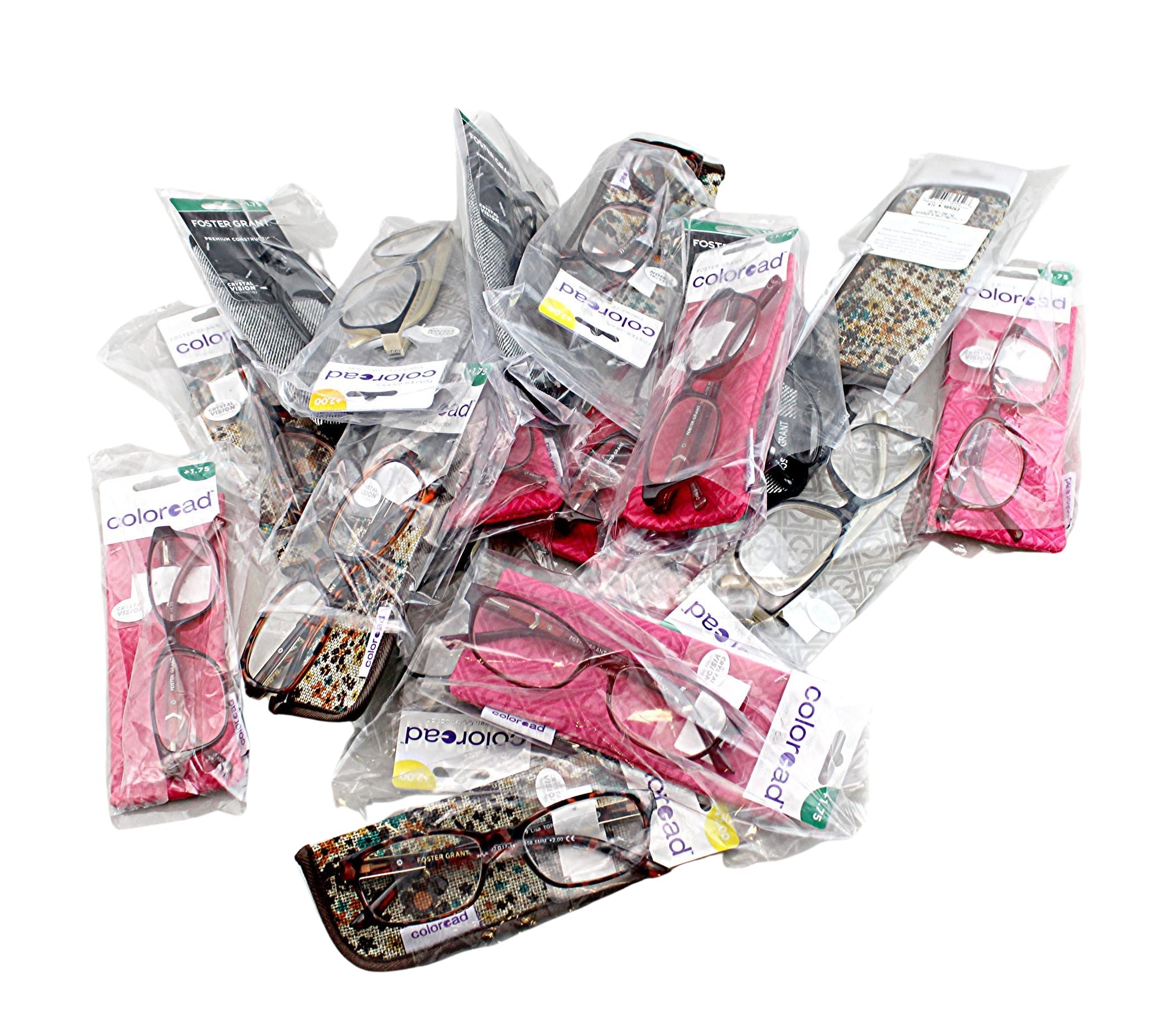 Foster Grant Reading Glasses Wholesale Lot of 75 - +1.75 & +2.00 Magnification with Protective Case | Dependable Industries Inc. | Perfect for Office, Reading, and Daily Use