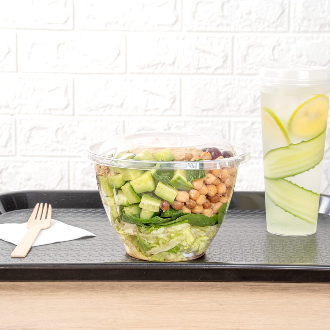 Restaurantware Tamper Tek 48oz Take Out Bowls - 100 Pack Tamper-Evident Meal Prep Containers with Hinged Lids | Freezer-Safe Clear Plastic Disposable Bowls for Food Delivery, Lunch Prep & Catering | Ideal for Restaurants, Meal Kits & Office Lunches