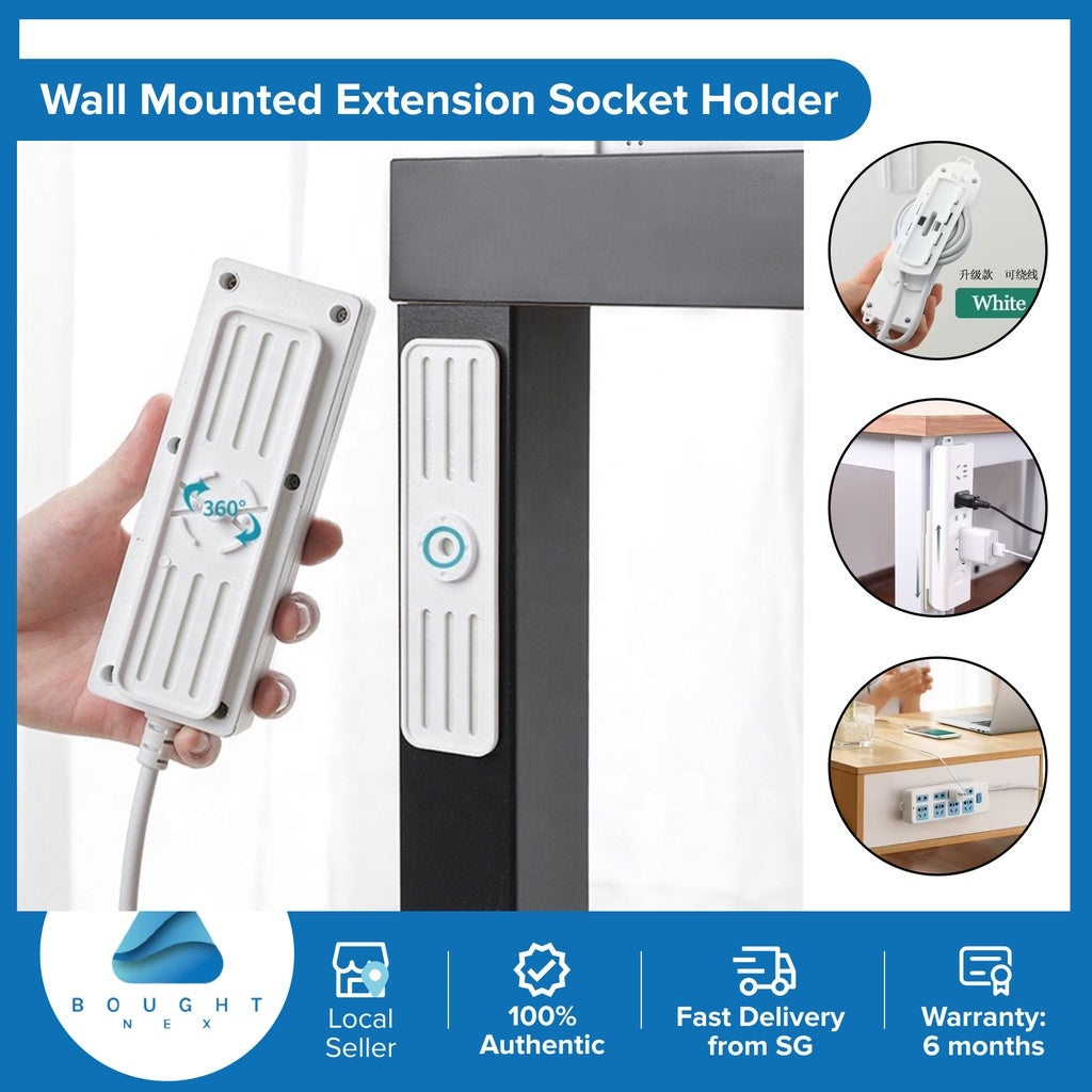 Wall Mounted Rotatable Extension Socket Plug Holder - Cable Management Organizer for Home, Office & Workshop - Power Outlet Organizer with 360° Rotation
