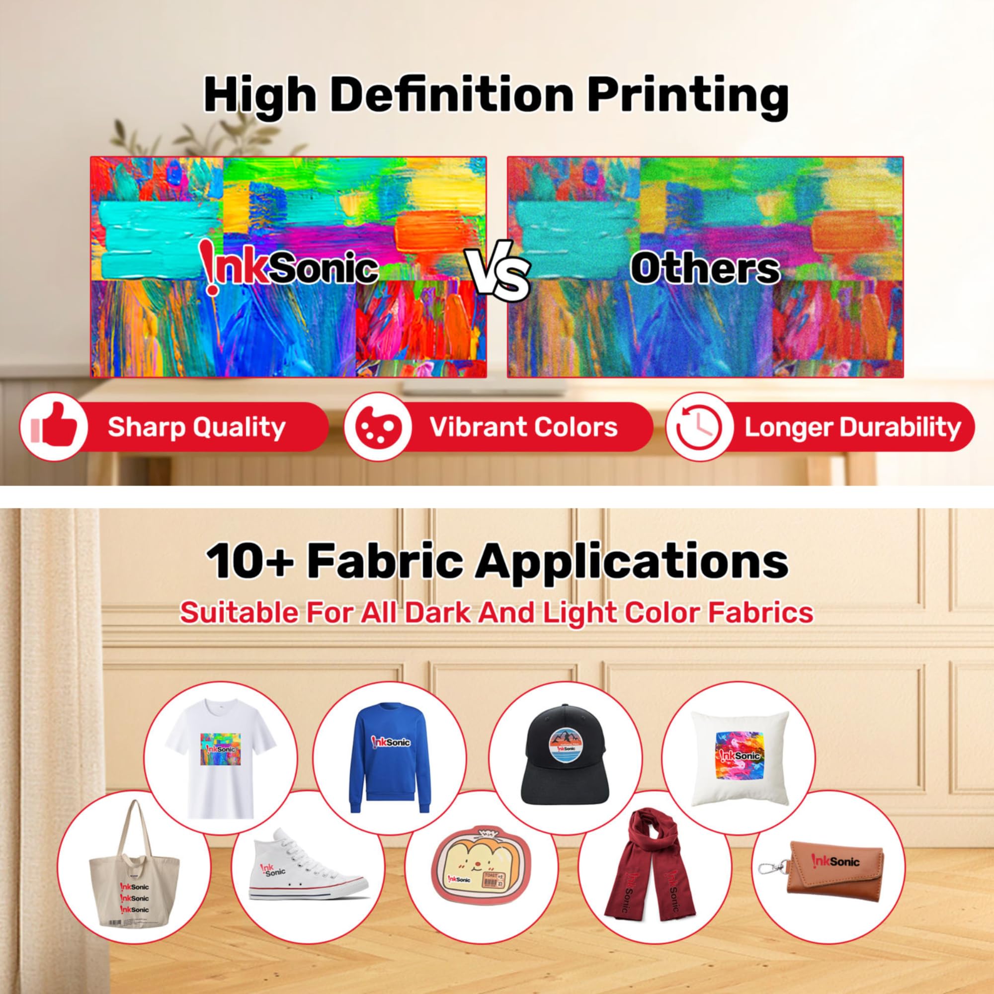 InkSonic L1800 A3 DTF Printer for T-Shirt Printing - White Ink System with Auto Cleaning | Direct to Film Transfer Machine with Built-in Oven & Heat Press (E13 Certified) - Perfect for Custom Apparel, DIY Projects & Small Business T-Shirt Production
