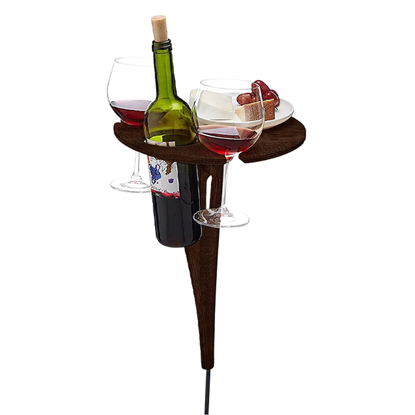 Portable Folding Wine Table with Bottle Holder - Compact Wooden Picnic Table for Outdoor, Garden, Camping & Travel - Perfect for Beach Parties, Picnics, and Backyard BBQs