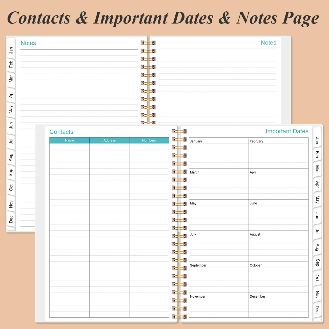 2025-2026 Monthly Planner - January 2025 to June 2026, 18-Month Calendar with Tabs, Twin-Wire Binding & Inner Pocket, 6.4