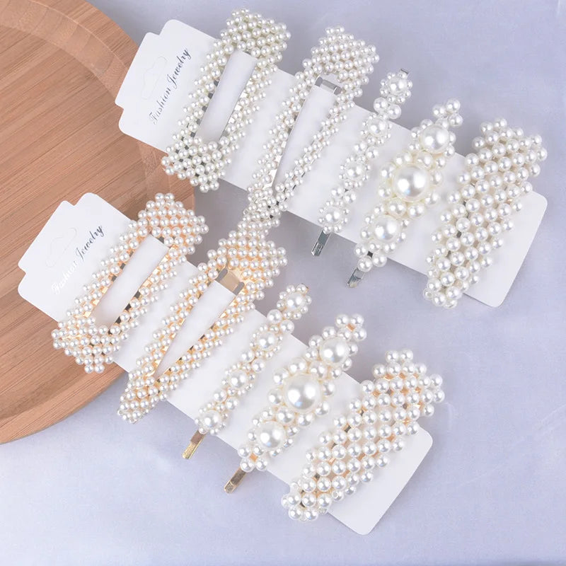5Pcs/Set Elegant Pearl Hair Clips for Women - Snap Button Hairpins, Sweet Pearl Barrettes, Hair Jewelry Accessories - Perfect for Weddings, Parties & Everyday Styling
