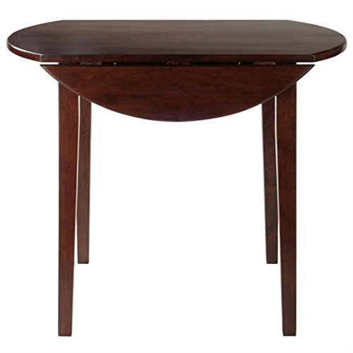 Ergode Clayton Round Drop Leaf Dining Table - 36 Inch Solid Walnut Wood Space Saving Table for Small Spaces - Easy Assembly (35.98