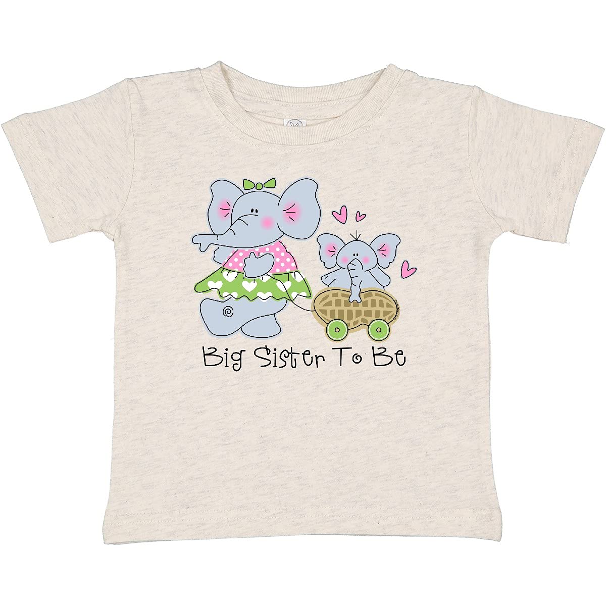 Inktastic Elephant Future Big Sister Baby T-Shirt - Cute Cotton Toddler Tee for Sibling Announcement & Gender Reveal Gifts
