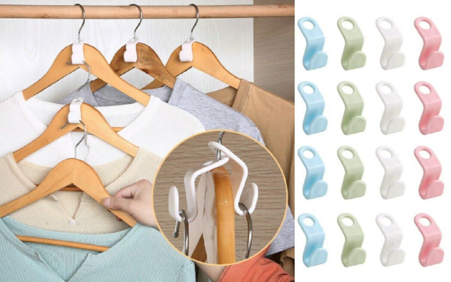 40-Pack Space Saving Closet Hanger Connector Hooks - Clothes Hanger Organizer Clips for Wardrobe Storage (Ideal for Small Closets, Dorm Rooms & Travel)