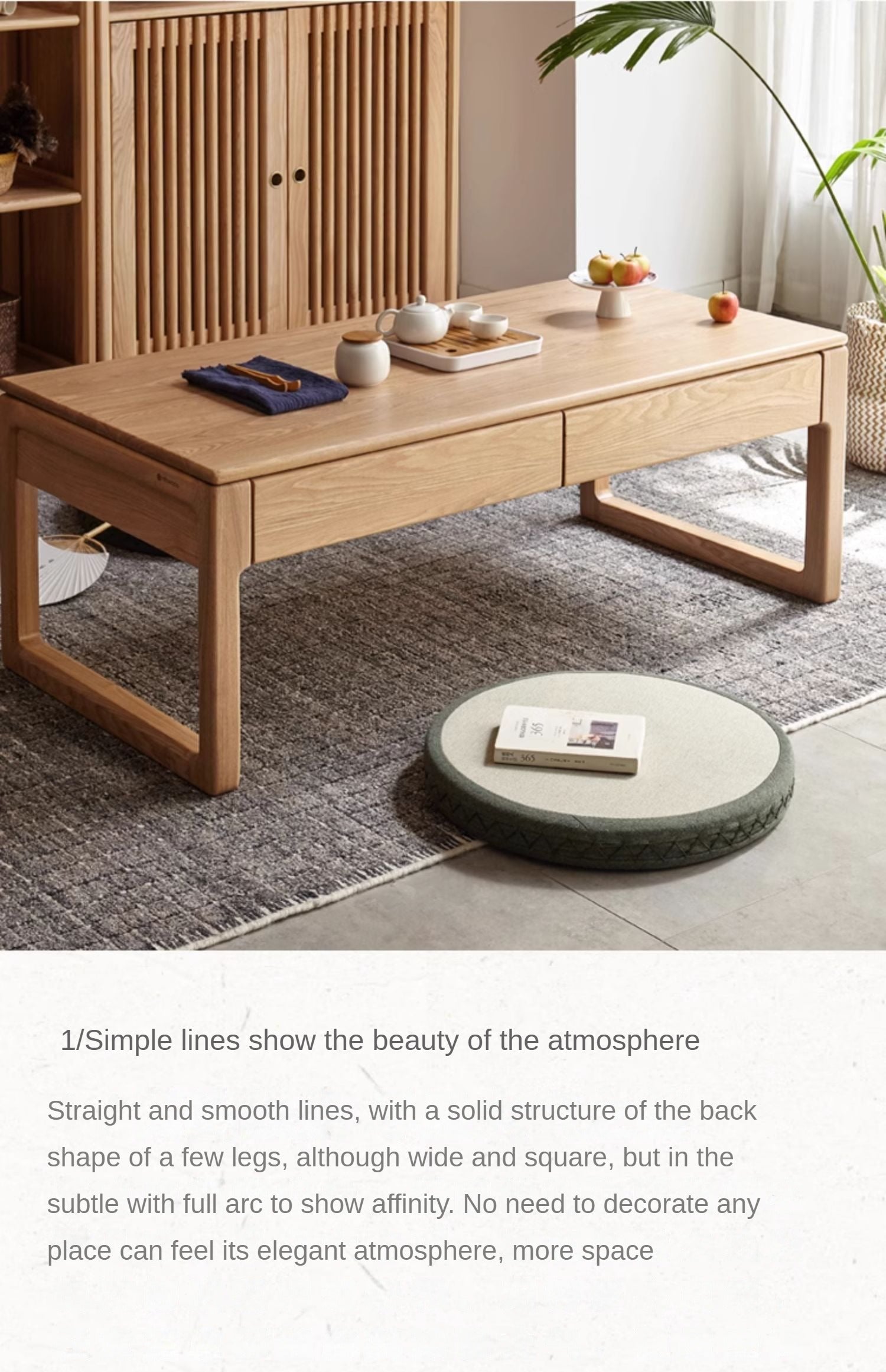 Premium Solid Oak and Ash Wood Tea Table - Handcrafted Rustic Coffee Table for Living Room, Lounge, or Patio - Perfect for Tea Time, Reading, and Relaxation