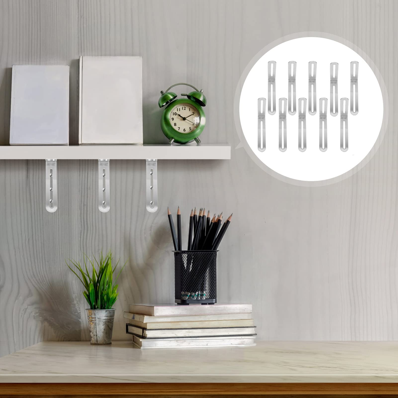 DOITOOL 10-Pack Heavy Duty L-Shaped Shelf Brackets - Stainless Steel Right Angle Corner Braces for Cabinets, Shelves & Cupboards - Perfect for Home, Office & Kitchen Storage Organization