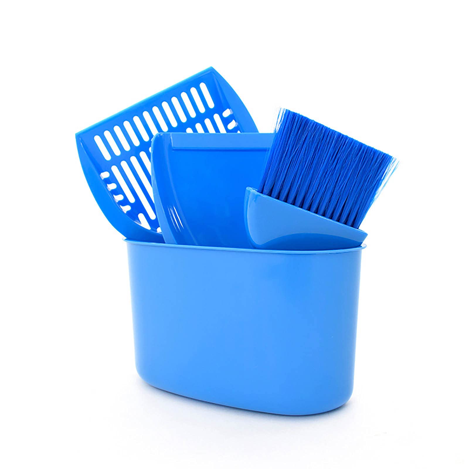 4PCS Cat Litter Cleaning Kit - Plastic Litter Scoop, Handheld Dustpan, Broom & Bucket Set for Cat Toilet Maintenance | Perfect for Daily Pet Waste Cleaning & Litter Box Maintenance