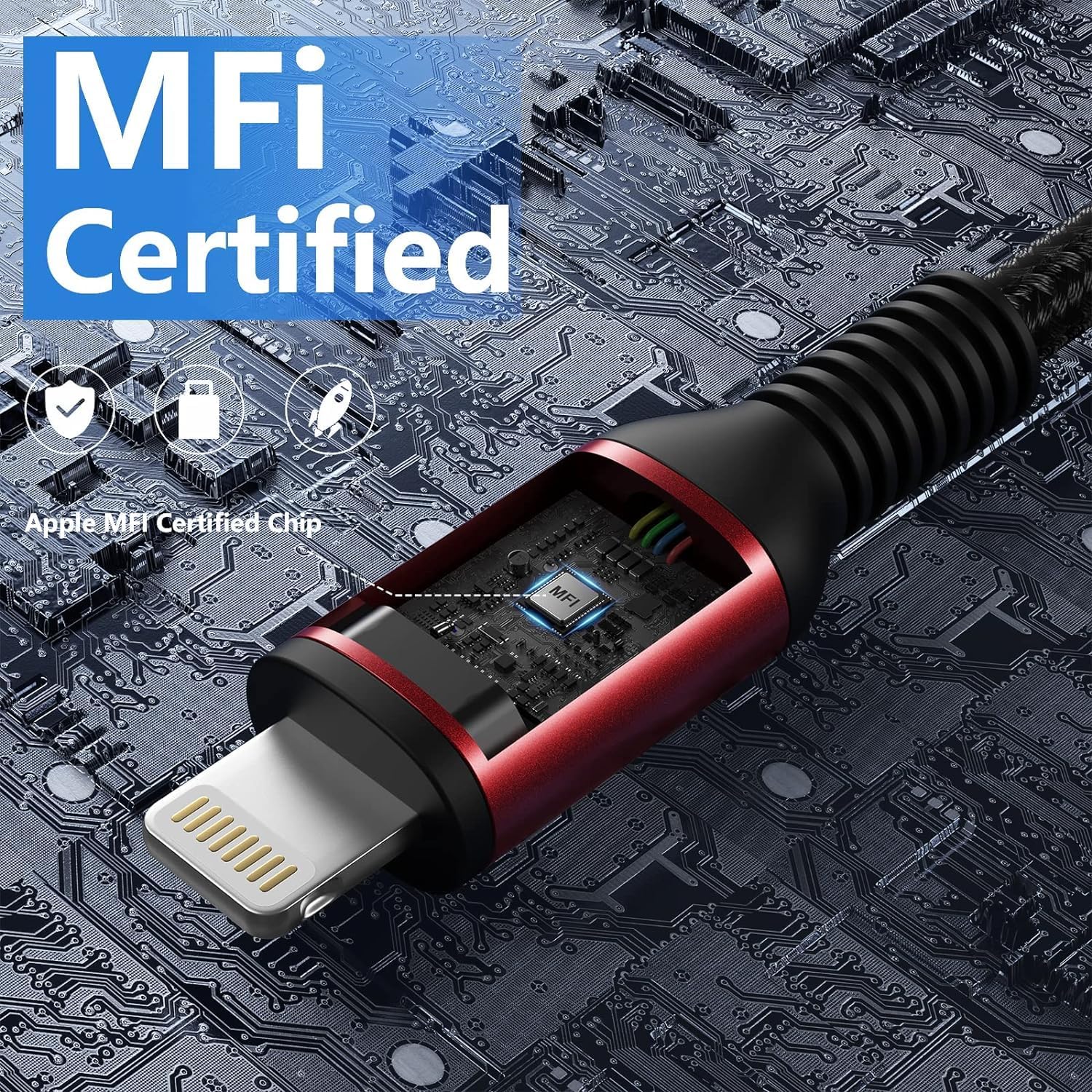 MFi Certified USB C to Lightning Cable 6FT 3Pack - Fast Charging Braided Cord for iPhone 14 13 12 11 Pro Max XR XS 8 Plus iPad AirPods - Durable Charger for Home Office Travel Car Charging