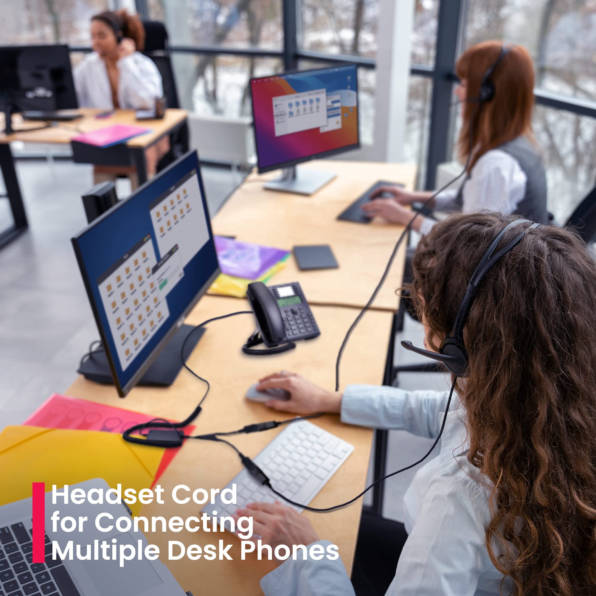 XS 825 Wired Office Headset with Noise-Canceling Microphone - Compatible with Yealink, Polycom, Cisco, Avaya, Mitel & Nortel Desk Phones - Stereo Sound for Call Centers, Training, Coaching & Remote Work (Basic Bundle)