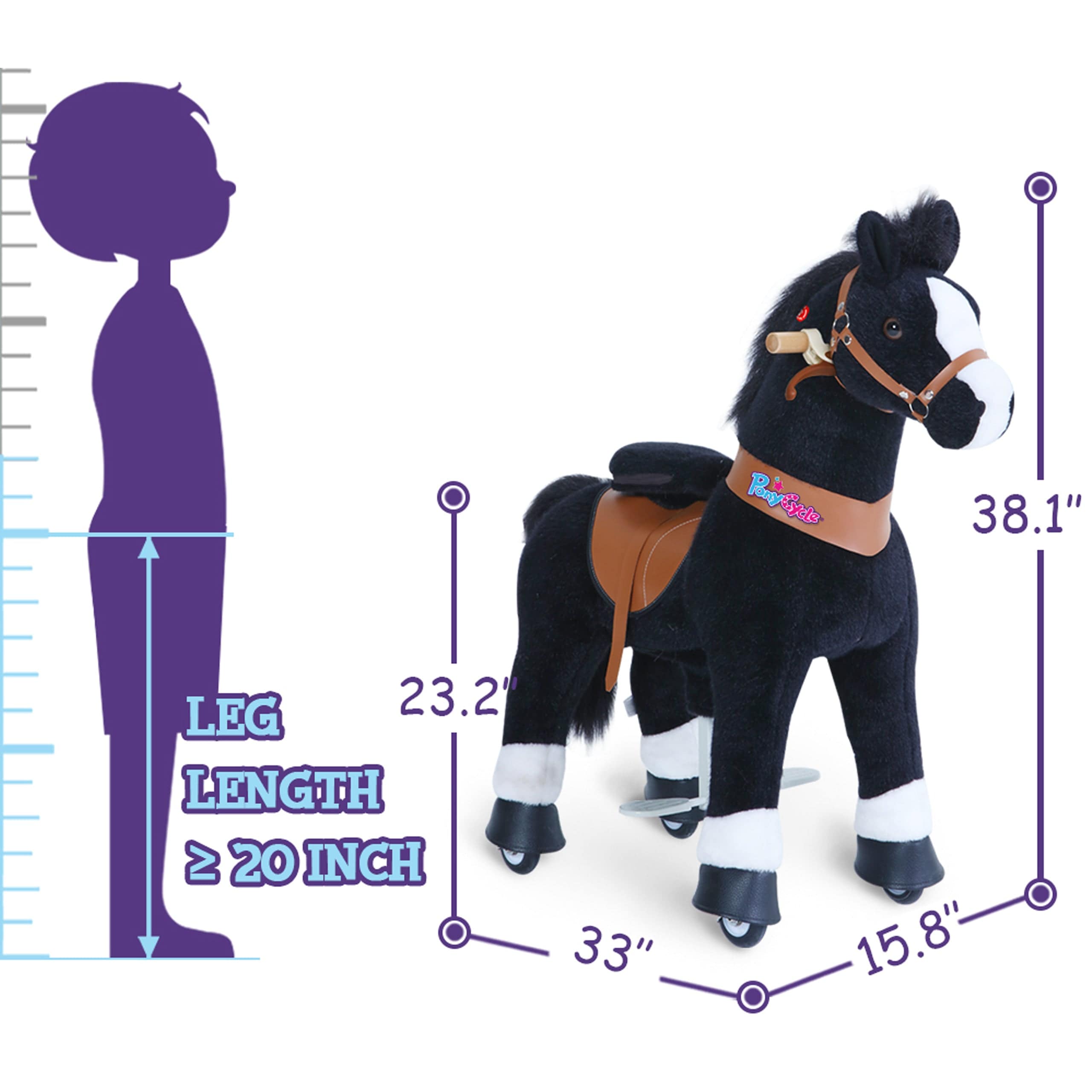 Ponycycle Ride-On Toy for Kids Ages 4-8 | Medium Size | Interactive Rocking Horse for Indoor & Outdoor Play | Perfect Birthday Gift for Boys & Girls