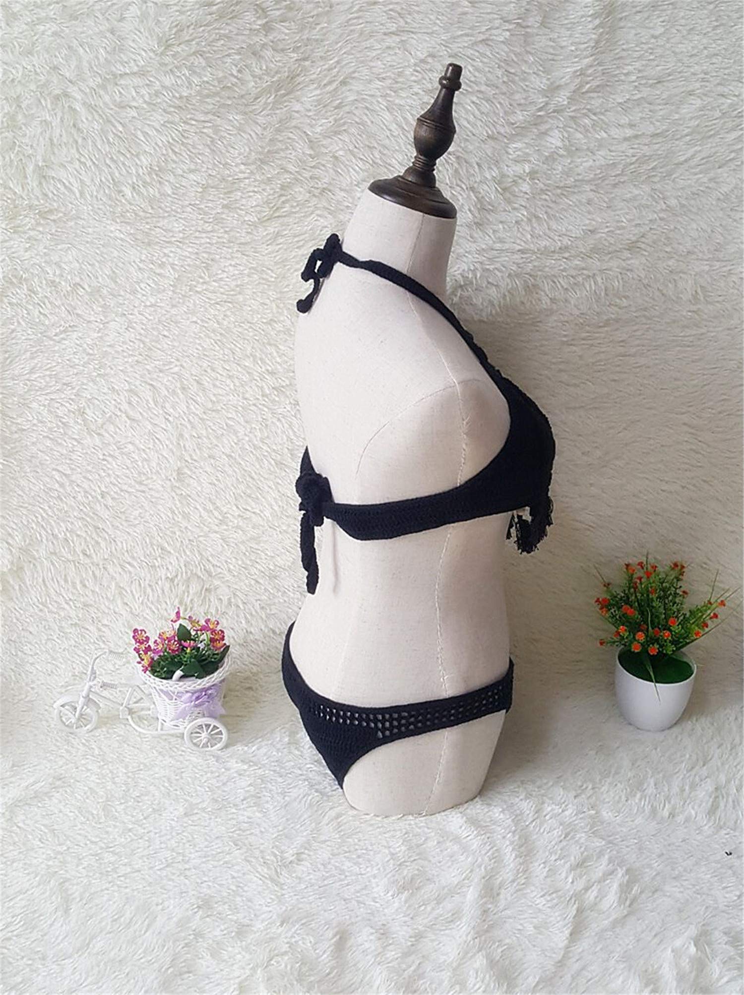 Andongnywell Women's Crochet Fringed Bikini Set - Handmade Two Piece Swimsuit with Tassels for Beach Vacation, Pool Party & Summer Getaway