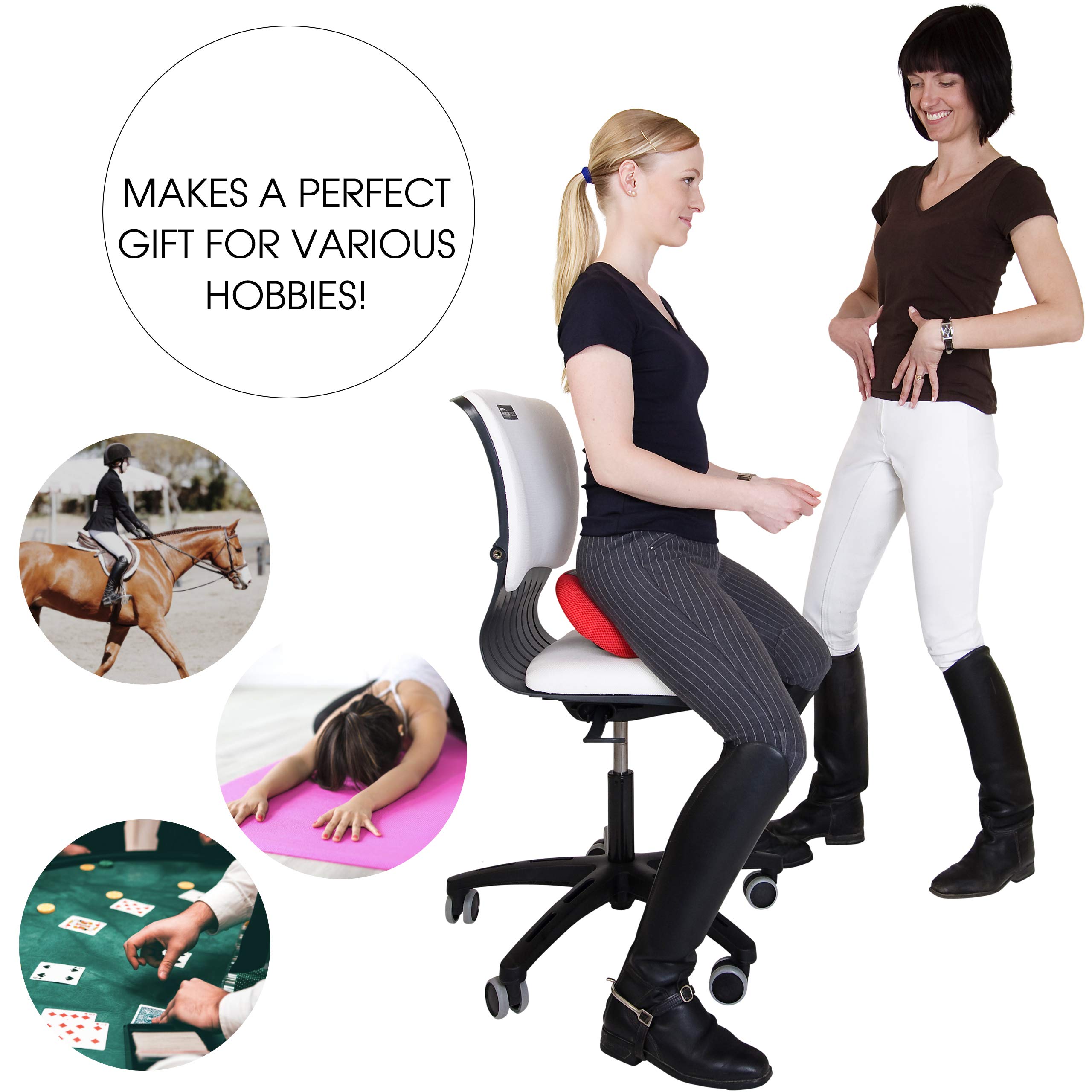 Portable Saddle Stool - Convert Any Chair into Ergonomic Swinging Saddle Seat - Black Comfortable Office Stool for Posture Support by Humantool | Ideal for Home Office, Coworking Spaces & Gift for Professionals