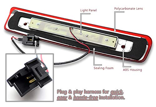 EPARTS LED Strip 3rd Brake Light - Full LED Tail Stop Cargo Lamp with Chrome Housing & Red Lens - Compatible with 2006-2010 Jeep Commander - Perfect for Off-Roading, Night Driving & Enhanced Safety