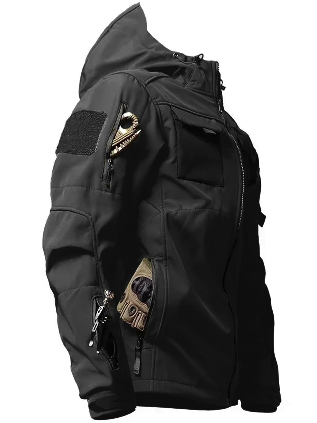 Men's Tactical Soft Shell Jacket - Lightweight Water-Resistant Windbreaker with Hood & Pockets for Outdoor Hiking, Camping & Daily Wear | Spring Fall Jacket for Men