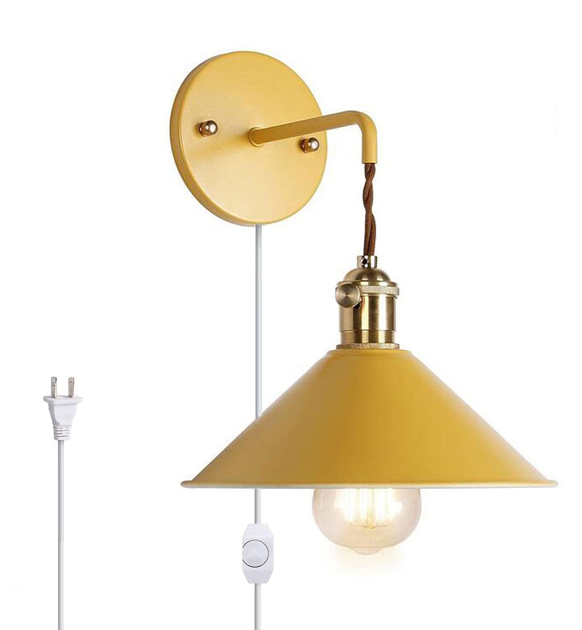 Kiven Modern Dimmable Wall Sconce - Adjustable Yellow Bedside Reading Light with Copper Lamp Holder, Frosted Smooth Surface for Hallway, Corridor & Bathroom Vanity Lighting | Perfect for Bedrooms, Living Rooms and Home Decor