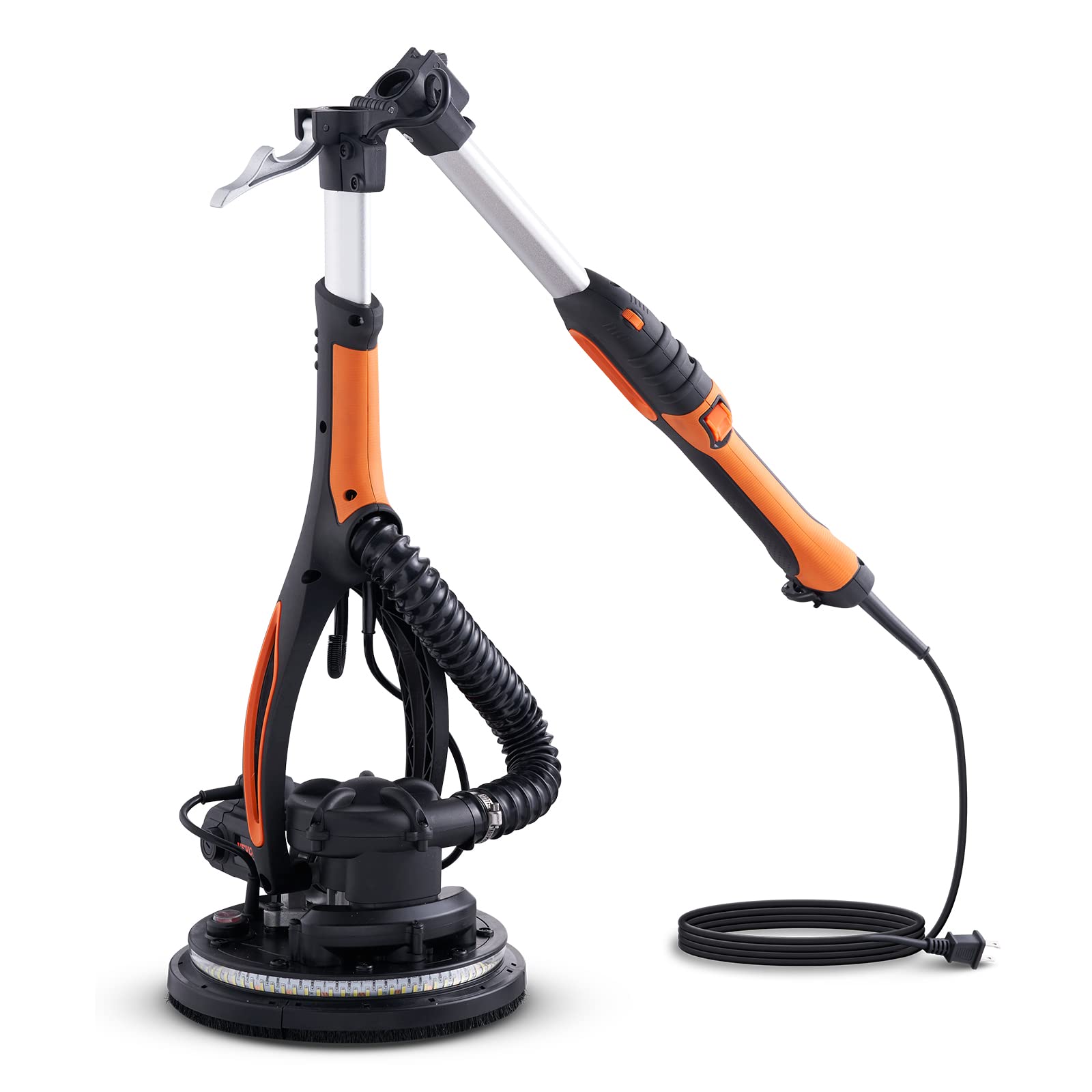 VEVOR 900W Electric Drywall Sander with 12 Sanding Discs, Variable Speed 800-1800 RPM, 3 Suction Ducts & Dust Bag - Foldable Ceiling Sander with Extendable Handle & 2 LED Lights for Wall and Ceiling Sanding - Perfect for Home Renovation, DIY Projects, and Professional Construction Work