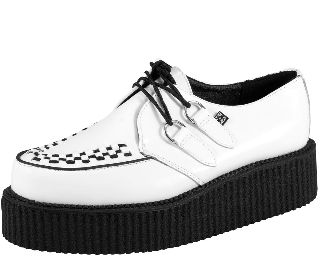 T.U.K. White Viva Mondo Creeper Platform Shoes - Punk Rock Gothic Vintage Style for Women & Men | Perfect for Concerts, Halloween Costumes & Alternative Fashion Outfits