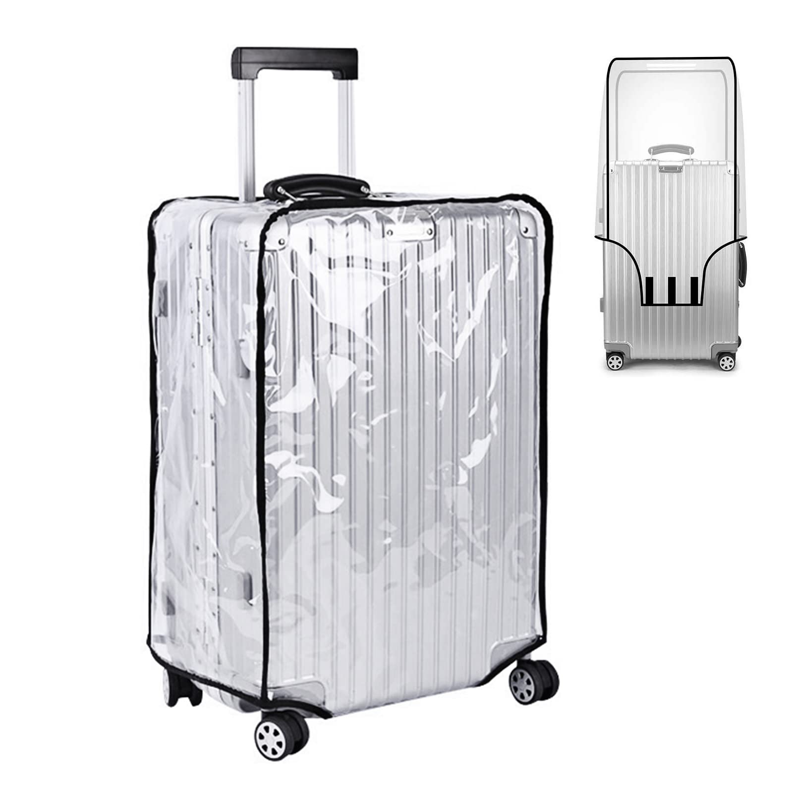 26 Inch Thick Clear PVC Waterproof Luggage Cover Protector for Wheeled Suitcases - Travel Essential for Airplane & Train Trips